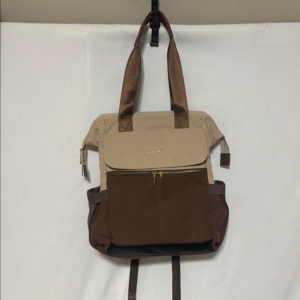 Two-Tone Backpack with Gold Accents